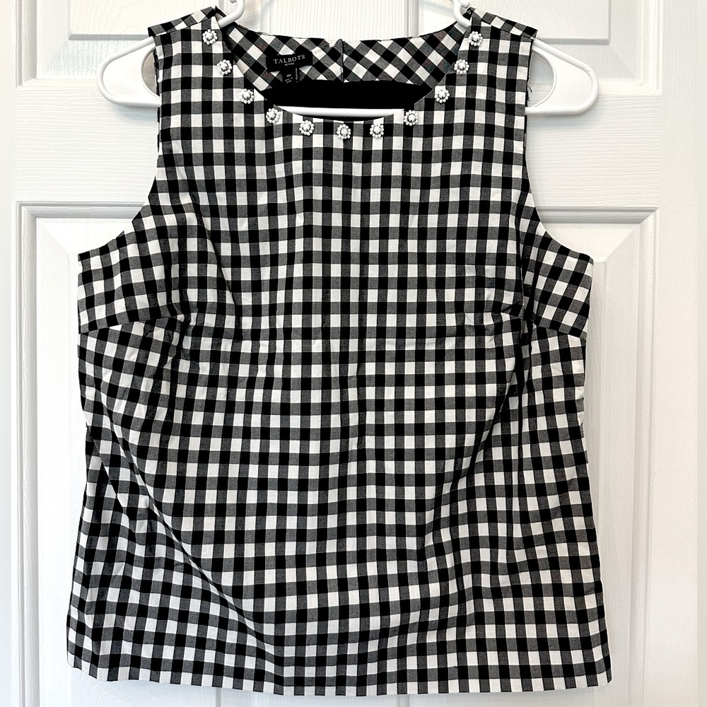 Talbots Black and White Gingham Sleeveless Top - 4P